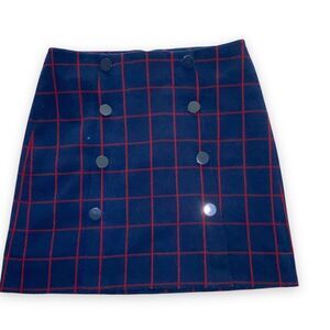 Loft Outlet Windowpane Plaid Front Double Sailor Button Dark Academia Mini Skirt